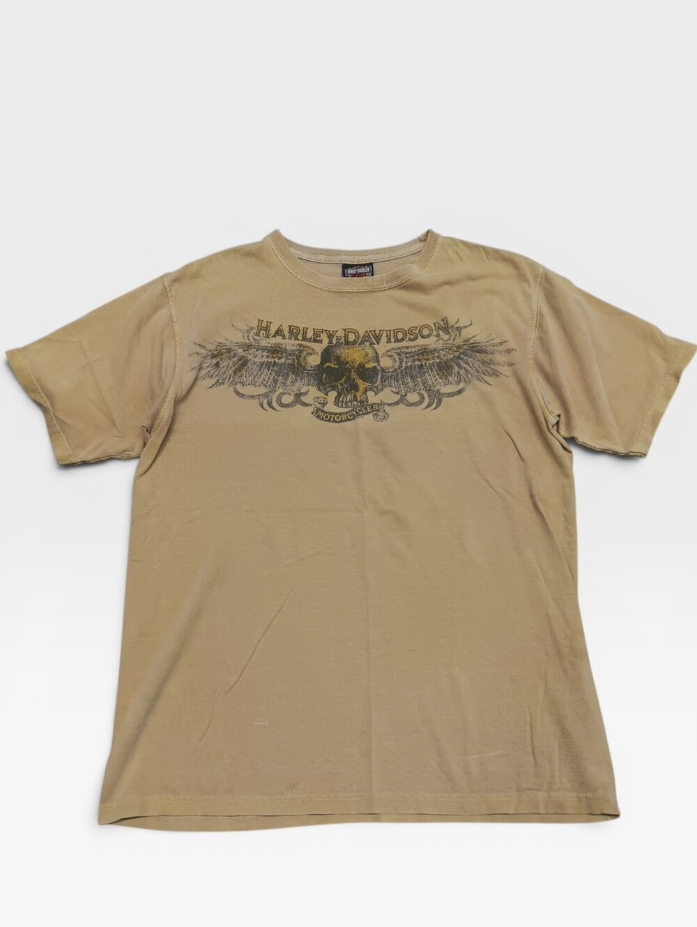 Harley-Davidson Tan Winged Skull Graphic Tee Size M